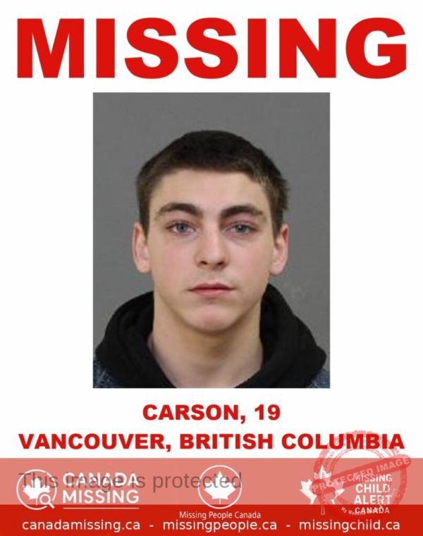 Police Seek Public’s Help in Search for Missing 19-Year-Old Carson in Downtown Vancouver